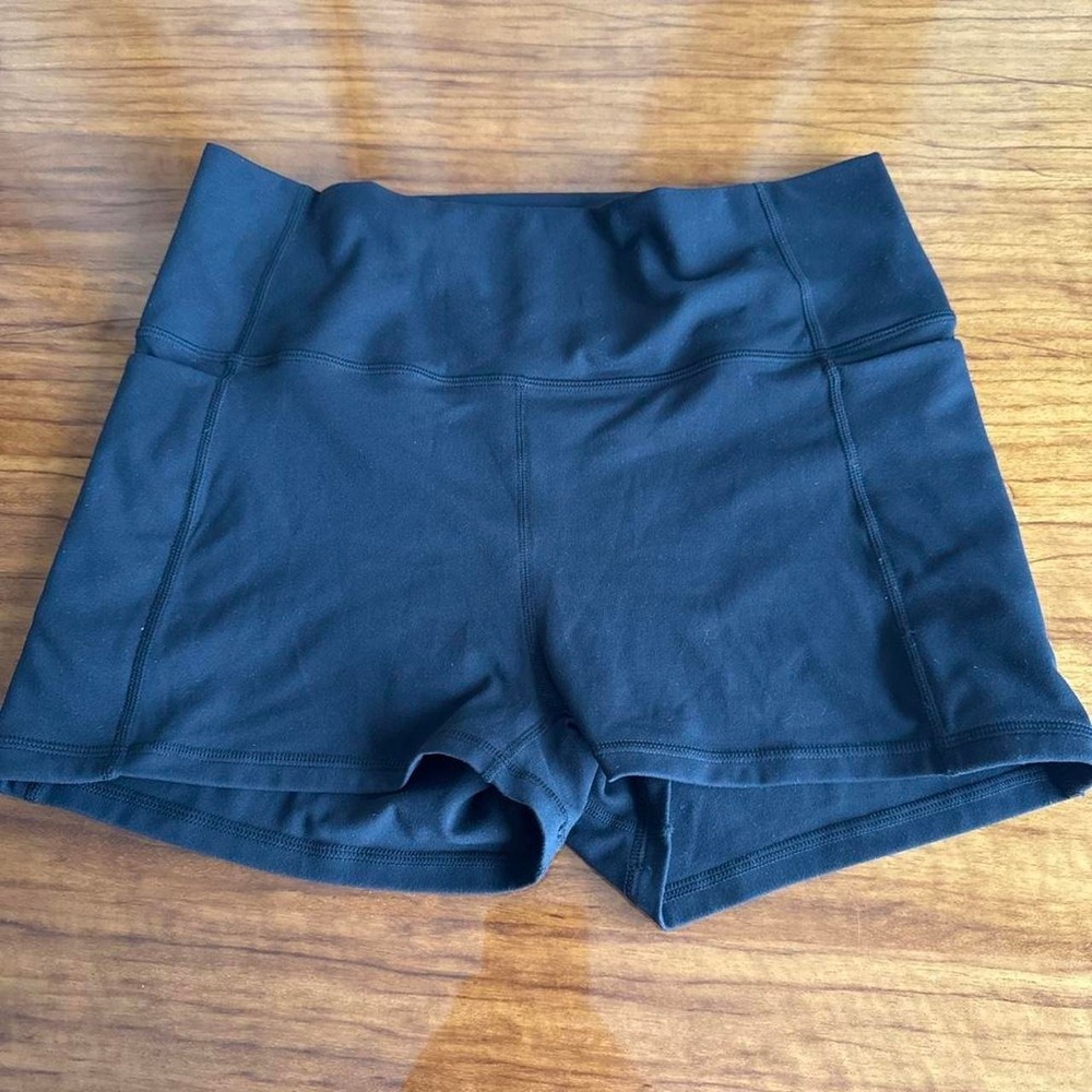 Fabletics PureLuxe Black High Waisted Athletic Shorts with Pockets Womens